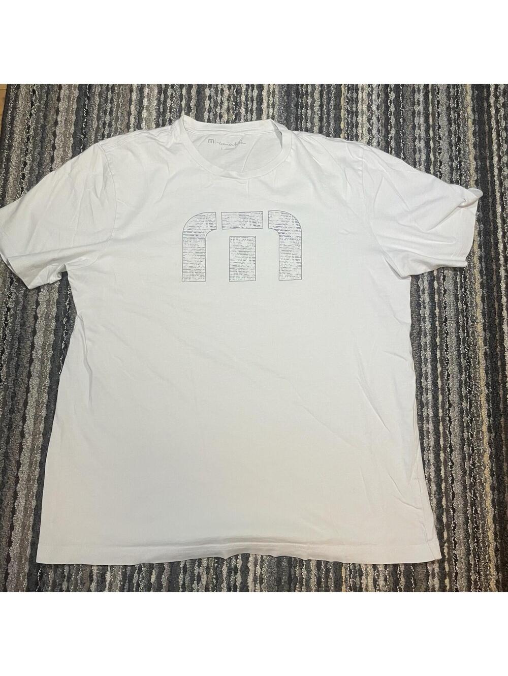 Travis Mathew Logo T Shirt White Short Sleeve Crew Neck Mens Size Large